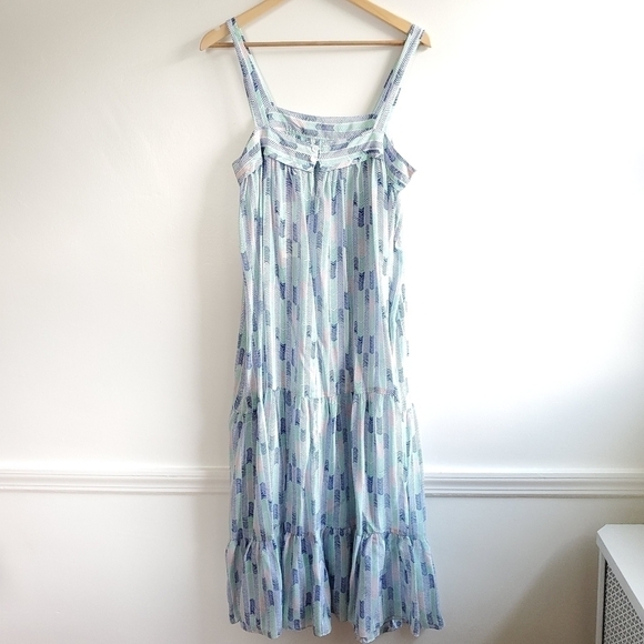 New Lemlem Gigi 100% Silk Short Sweepy Royal Blue Maxi Dress Size NWT Large - Picture 13 of 16